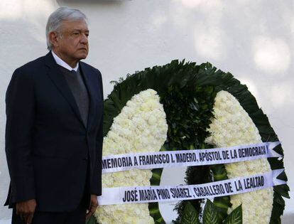 López Obrador, este martes, en la conmemoración de la Revolución Mexicana.