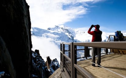 Terraza del mirador del pico Aiguille du Midi.