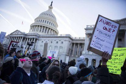 Manifestaci&oacute;n contra Trump, el s&aacute;bado ante el Capitolio. 