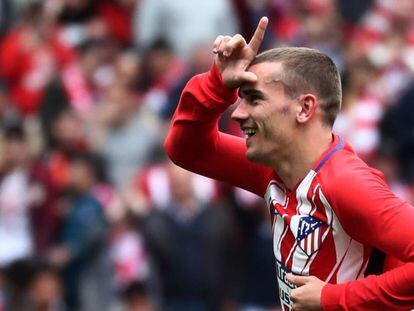 Griezmann celebra su último gol ante el Levante en el Metropolitano.