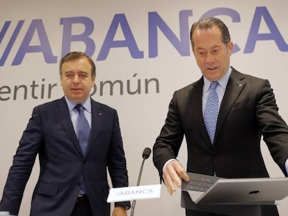 El presidente de Abanca, Juan Carlos Escotet, y el consejero delegado de la entidad, Francisco Botas.