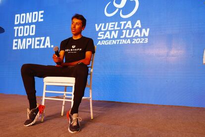 Egan Bernal, en la presentación de la carrera.