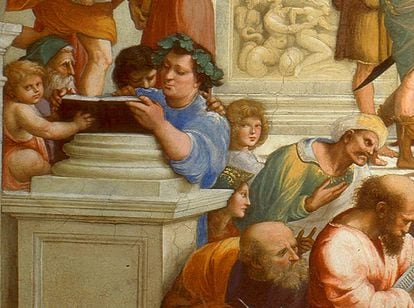 Epicuro, en un fragmento del cuadro 'La escuela de Atenas', de Rafael.
