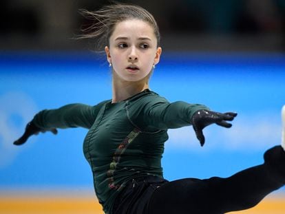 Kamila Valieva, este jueves durante un entrenamiento en Pekín.