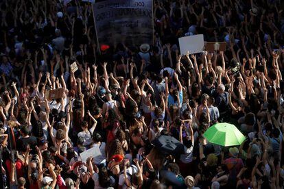 Manifestación de mujeres en Madrid frente al ministerio de Justicia, el 22 de junio de 2018.