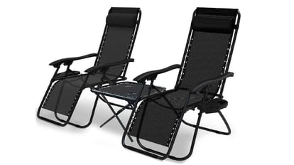 This set of patio loungers is sold in a very elegant black color.