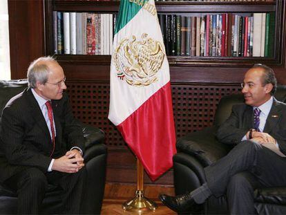 El presidente de la Generalitat, José Montilla, ayer con el presidente mexicano, Felipe Calderón.