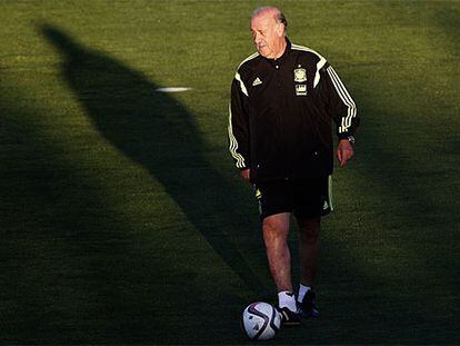 Del Bosque, durante un entrenamiento de la selección