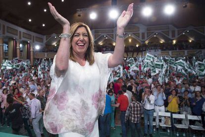 Susana D&iacute;az, durante un acto electoral en Torremolinos (M&aacute;laga). 
