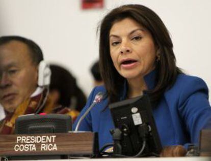 Laura Chinchilla, presidenta de Costa Rica, durante un foro celebrado en Naciones Unidas el 2 de abril.