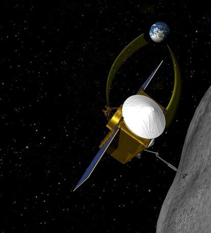 Ilustración de la misión de exploración espacial 'OSIRIS-REx' cuyo objetivo será tomar muestras en un asteroide y traerlas a la Tierra.