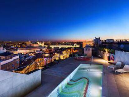 Vista de la terraza del hotel Aloft Madrid Gran Vía.