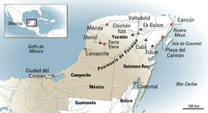 Mapa de la Riviera Maya.