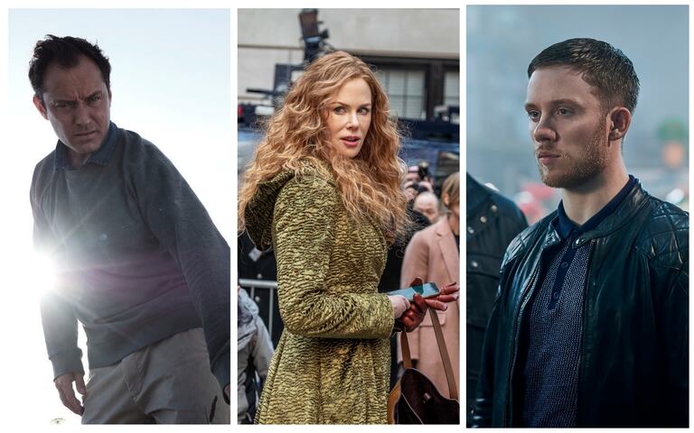 Escenas de 'El tercer día', 'The Undoing' y 'Gangs of London' (de izquierda a derecha).