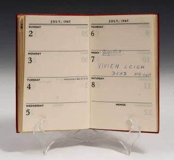 Agenda de Vivien Leigh del 1976, l'any en què va morir.