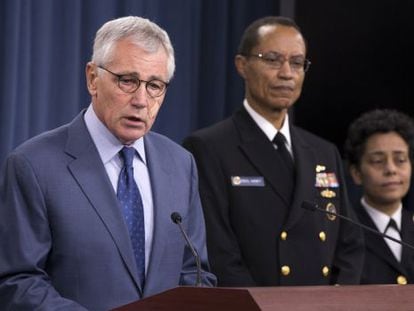 El secretari de Defensa, Chuck Hagel, durant la seva compareixença.