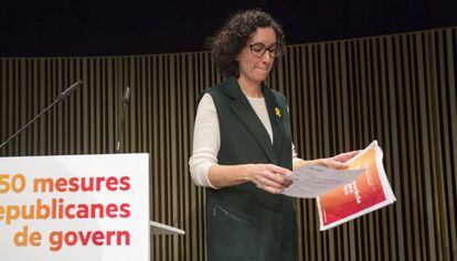 Marta Rovira, durant la presentació del programa electoral d'ERC a Barcelona.