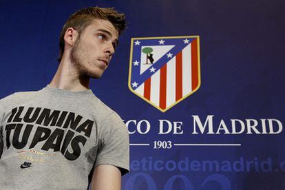 David de Gea, durante la rueda de despedida del Atlético de Madrid.