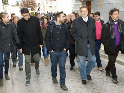 Ximo Puig, segon per l'esquerra, aquest dissabte a Morella.