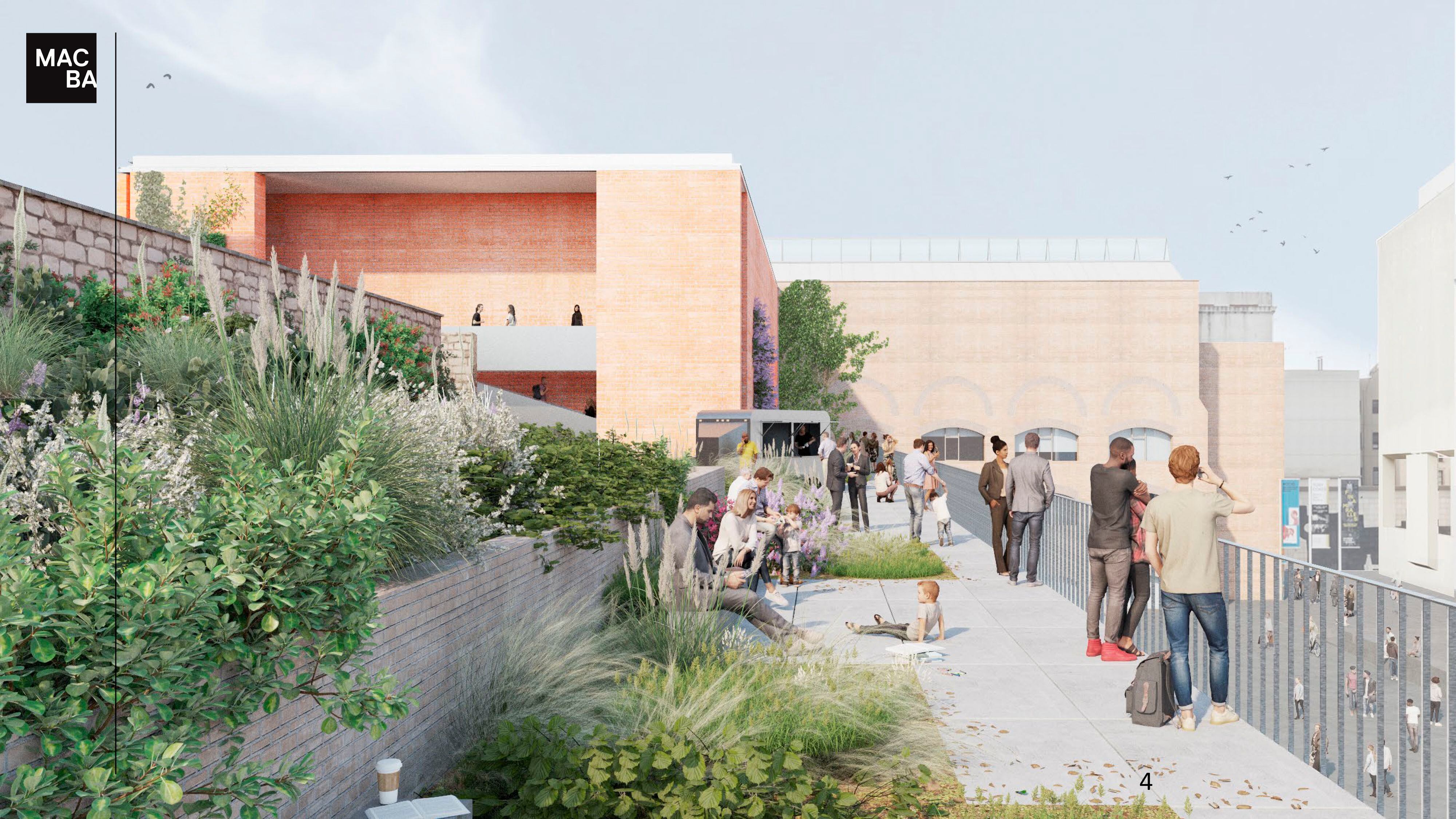 La futura terraza de uso público del edificio que se construirá para ampliar las instalaciones del Macba, en la plaza dels Àngels de Barcelona.