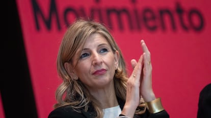 SANTANDER, 04/03/2023.- La vicepresidenta segunda del Gobierno de España, Yolanda Díaz durante un acto de escucha de la plataforma Sumar, este sábado en Santander. EFE/Pedro Puente Hoyos