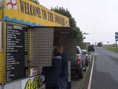 Un puesto de comida en Berwick Upon Tweed, en la frontera inglesa con Escocia.