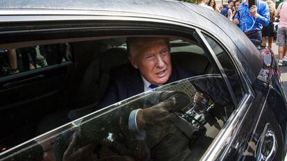 Donald Trump en su limusina antes de ser elegido presidente