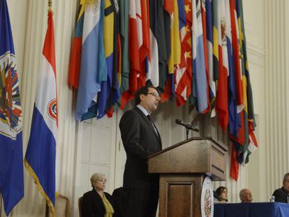 El presidente de Paraguay, Federico Franco, durante su intervención ante la OEA.