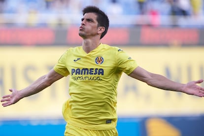Gerard celebra un gol del Villarreal.