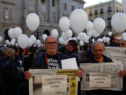 Manifestación en Barcelona por una vivienda digna.