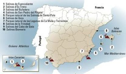 Varias salinas en España.