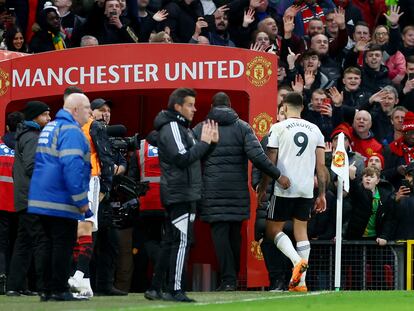 Foto tomada durante el partido del Manchester United contra el Fulham.