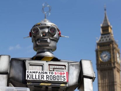 Campaña contra el uso de robots en la guerra, en Londres en 2013.