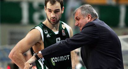 Spanoulis y Obradovic, en el Panathinaikos en 2009