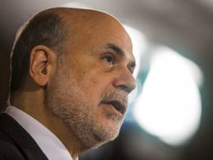 El presidente de la Reserva Federal (Fed) de EE.UU., Ben Bernanke, ofrece su última conferencia de prensa al frente del banco central estadounidense, en Washington.