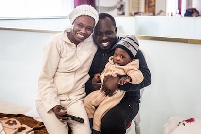 Faith Igogo and her husband Sahdrach, in a hotel in the Romanian city of Suceava, on Friday.