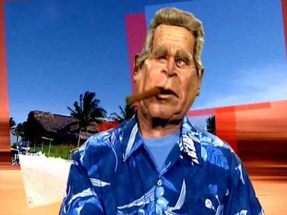 Bush, en versión látex, fumando un habano.