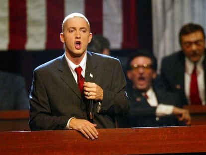 Eminem durante una actuación en los MTV Video Music Awards de 2002, el año en que publicó el exitoso 'The Eminem Show'.
