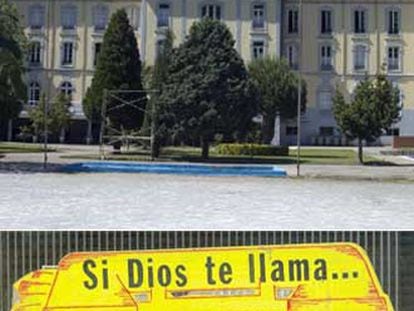 El seminario de Ontaneda (Cantabria), que aparece anunciado en el cartel de abajo.