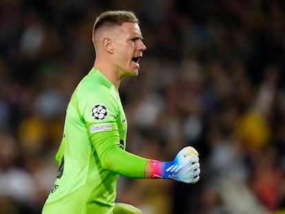 Ter Stegen, durante el partido de la Liga de Campeones ante el Inter, el pasado miércoles en el Camp Nou.