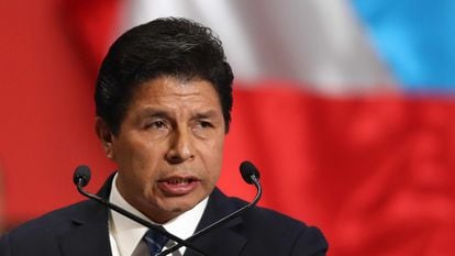 Pedro Castillo, durante la inauguración de la 52 Asamblea General de la OEA, en Lima (Perú), el 5 de octubre de 2022.