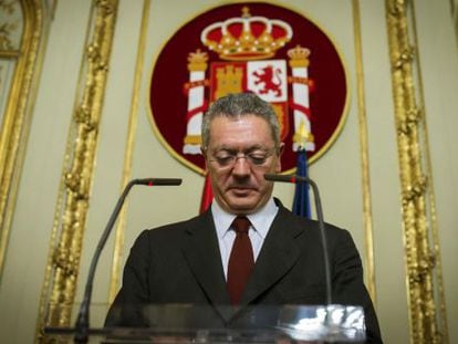 Alberto Ruiz-Gallardón, durante la rueda de prensa.