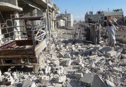 Edificios derrumbados en Qusair tras la ofensiva del régimen sirio.