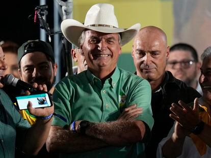 El presidente Bolsonaro, durante un acto electoral en la periferia de São Paulo, este fin de semana.