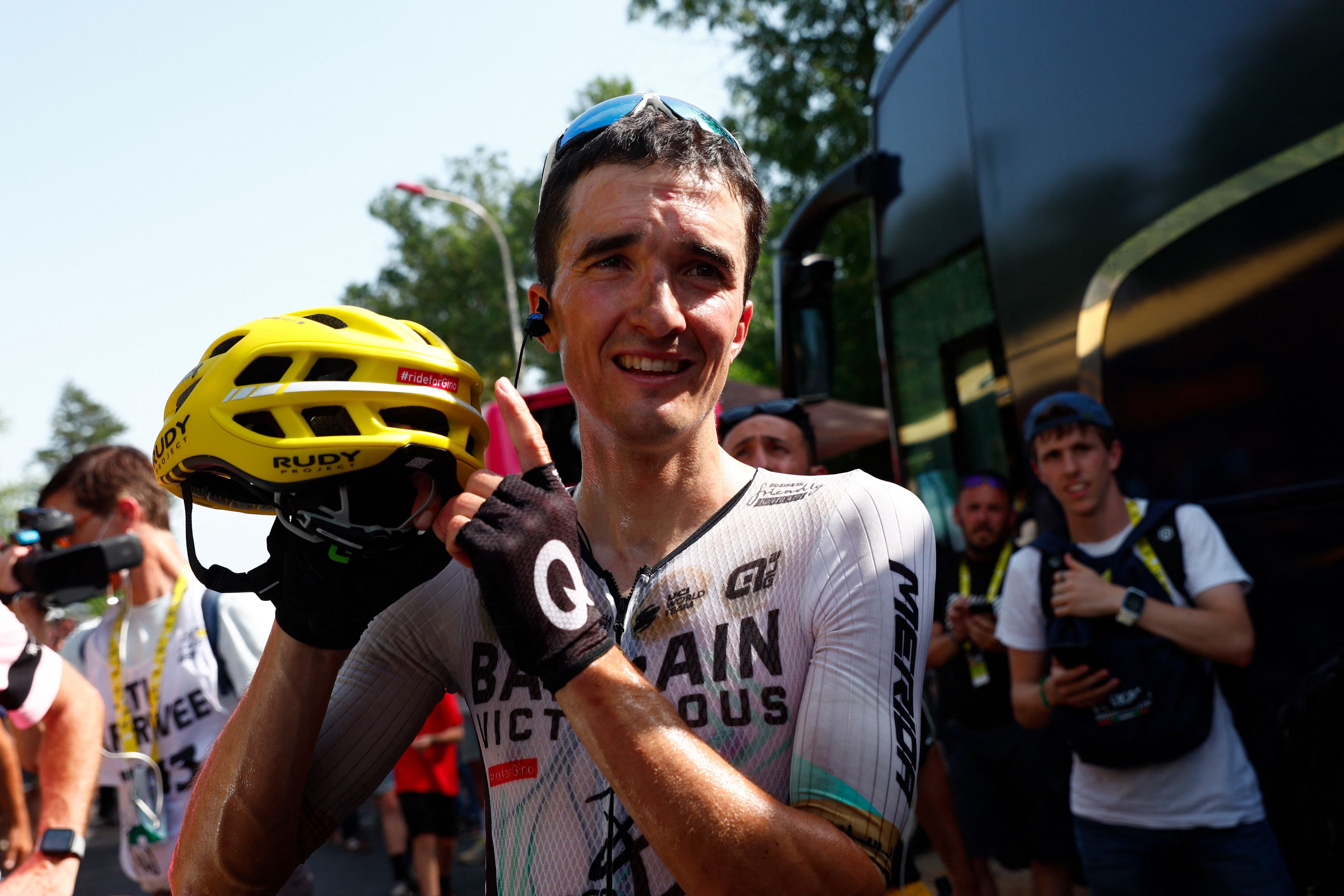 Pello Bilbao, tras ganar en Issoire la etapa en el Tour pasado.