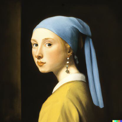Variación del cuadro de Vermeer ‘La joven de la perla', una imagen generada por DALL·E 2. 