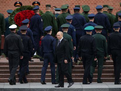 El presidente Vladimir Putin durante una ceremonia militar en Moscú (Rusia), el 22 de junio de 2022.