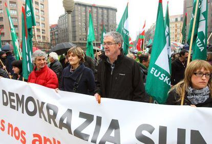 El secretario general de ELA Txiki Muñoz en una reciente movilización