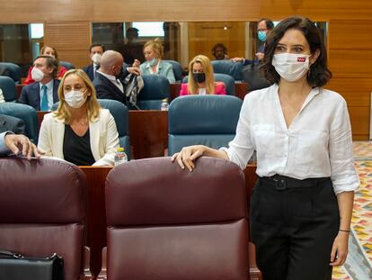 Isabel Díaz Ayuso en el debate de investidura en la Asamblea en Madrid el 18 de junio de 2021.