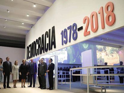 Juan Carlos I y doña Sofía, este martes en una exposición en Caixa Forum (Madrid).